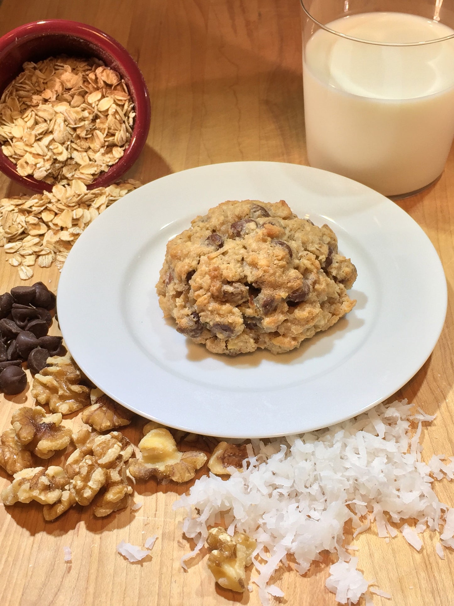 Oatmeal with Chocolate Chips, Walnuts and Coconut